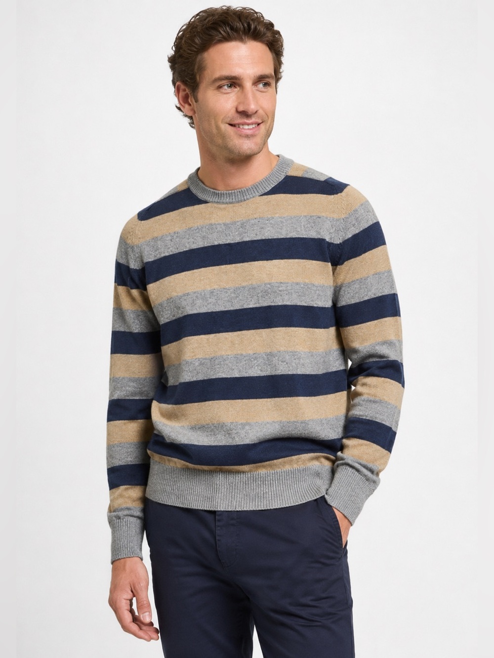 New Mens Brooks Brothers Wool Blend Striped Sweater Sz M NWOT